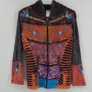 India Boutique Orange and Black Patchwork Jacket
